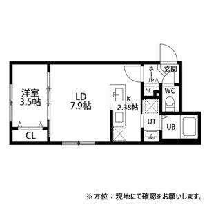 RITZ GRANDE月寒(1LDK/1階)の間取り写真