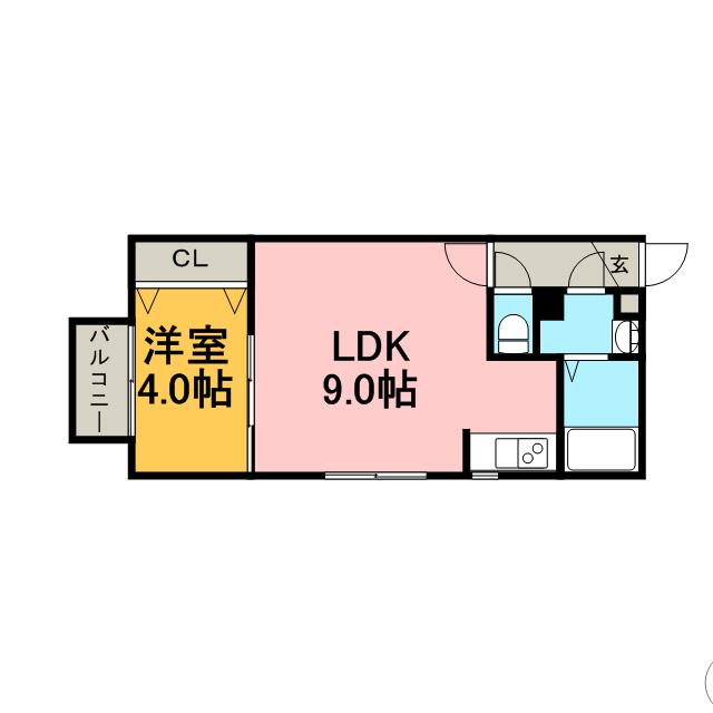 メイプルメゾン創成川公園(1LDK/3階)の間取り写真