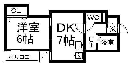 シティクレストVI(1DK/3階)の間取り写真