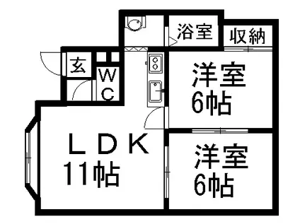エスコート平和通(2LDK/2階)の間取り写真