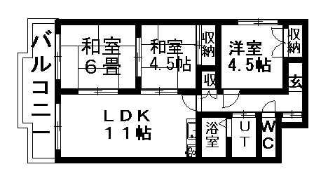 ハイツディオネ(3LDK/9階)の間取り写真