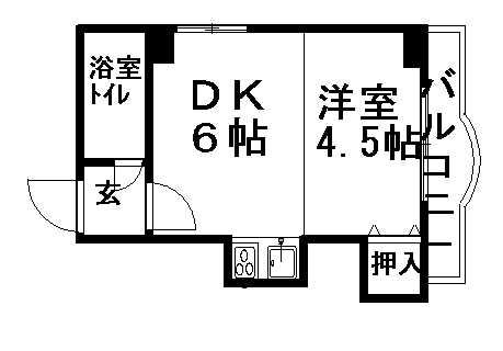 第3鈴興ハイム(1DK/4階)の間取り写真