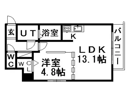 セルベッサ札幌レジデンス(1LDK/2階)の間取り写真