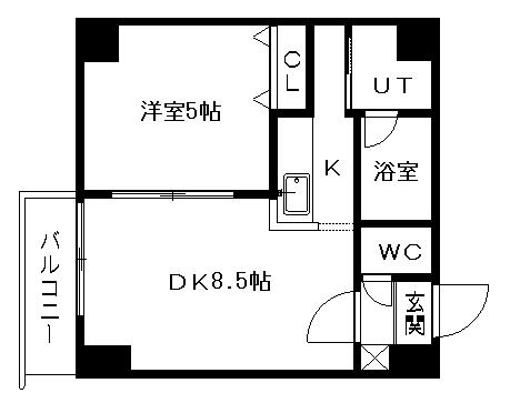 ラ・ヴィスタ行啓通(1LDK/5階)の間取り写真