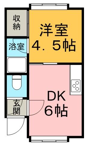 スワンハイツ(1DK/2階)の間取り写真