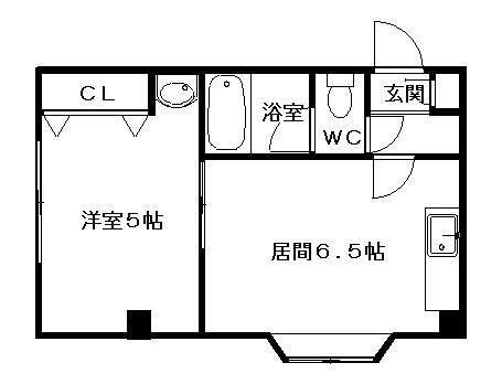 ペアシティ美園(1DK/3階)の間取り写真