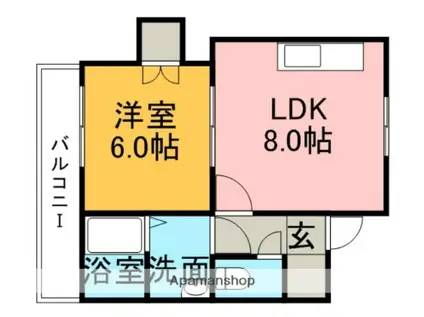 澄川4・3ビル(1LDK/2階)の間取り写真