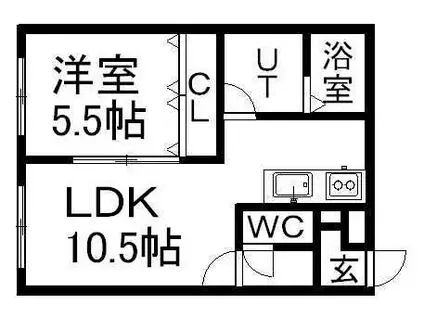 ステージノア東札幌(1LDK/4階)の間取り写真