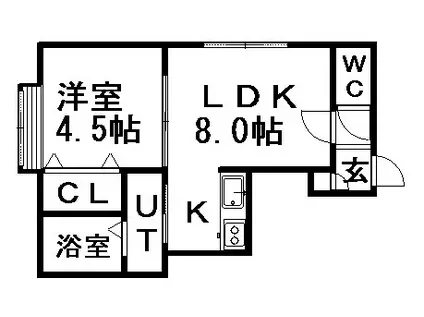 アプレシアール札幌ウナ(1DK/2階)の間取り写真
