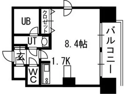 クレジデンス札幌・南4条(1K/7階)の間取り写真