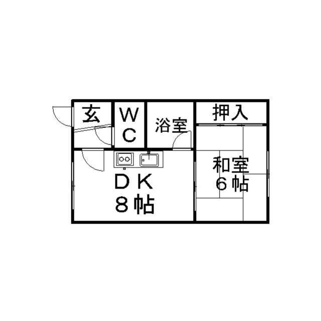 千寿マンション(1DK/2階)の間取り写真