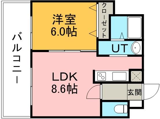 エムズ中の島(1DK/3階)の間取り写真