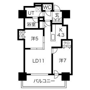ザ・タワーズフロンティア札幌(2LDK/16階)の間取り写真