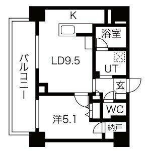 ラ・クラッセ札幌大通ミッドシティ(1SLDK/2階)の間取り写真