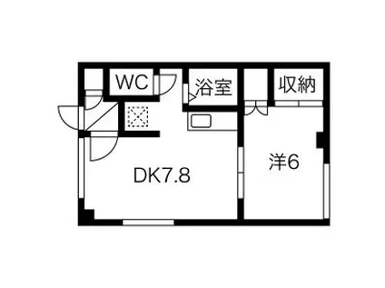 第2家土住マンション(1DK/2階)の間取り写真