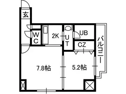 ISグランデ札幌(1LDK/5階)の間取り写真