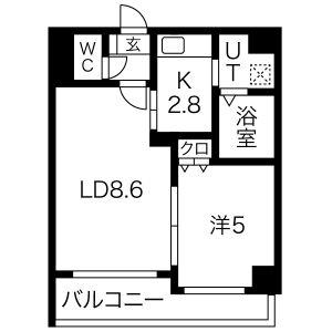 る・ぱれ北5条(1LDK/6階)の間取り写真