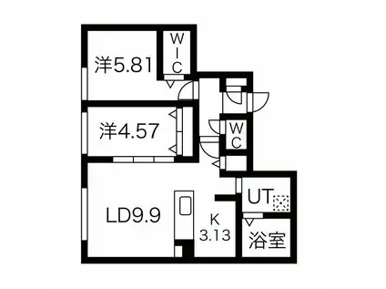 パレス楸(2LDK/1階)の間取り写真