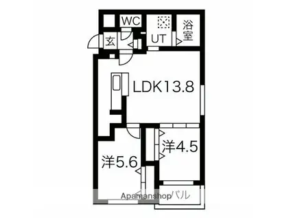 ブランシャール医大前(2LDK/2階)の間取り写真