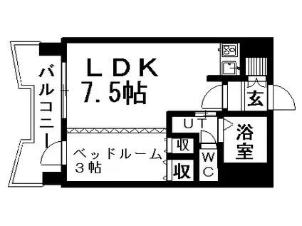 札幌ビオス館(1DK/13階)の間取り写真