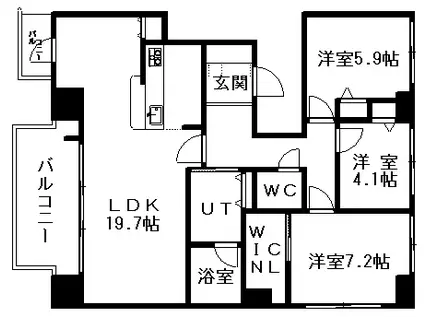 ダイアパレス円山北町(3LDK/7階)の間取り写真