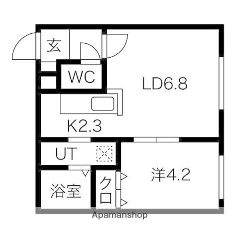 エルフォレスト(1DK/3階)の間取り写真