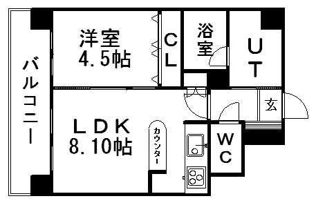 クレジデンス札幌・南4条(1LDK/9階)の間取り写真