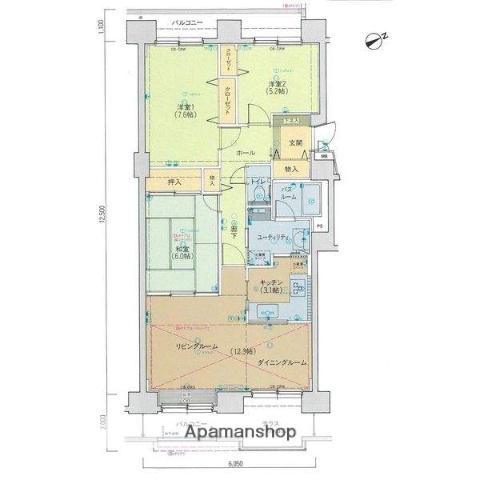 チサンマンション西岡弐番館(3LDK/11階)の間取り写真