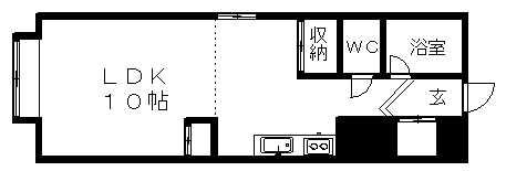 ル・ノール白石駅前Ⅱ(ワンルーム/2階)の間取り写真
