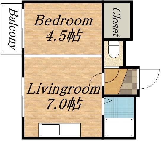 豊平コート(1DK/3階)の間取り写真