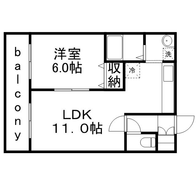栄通銀座パレス(1LDK/4階)の間取り写真