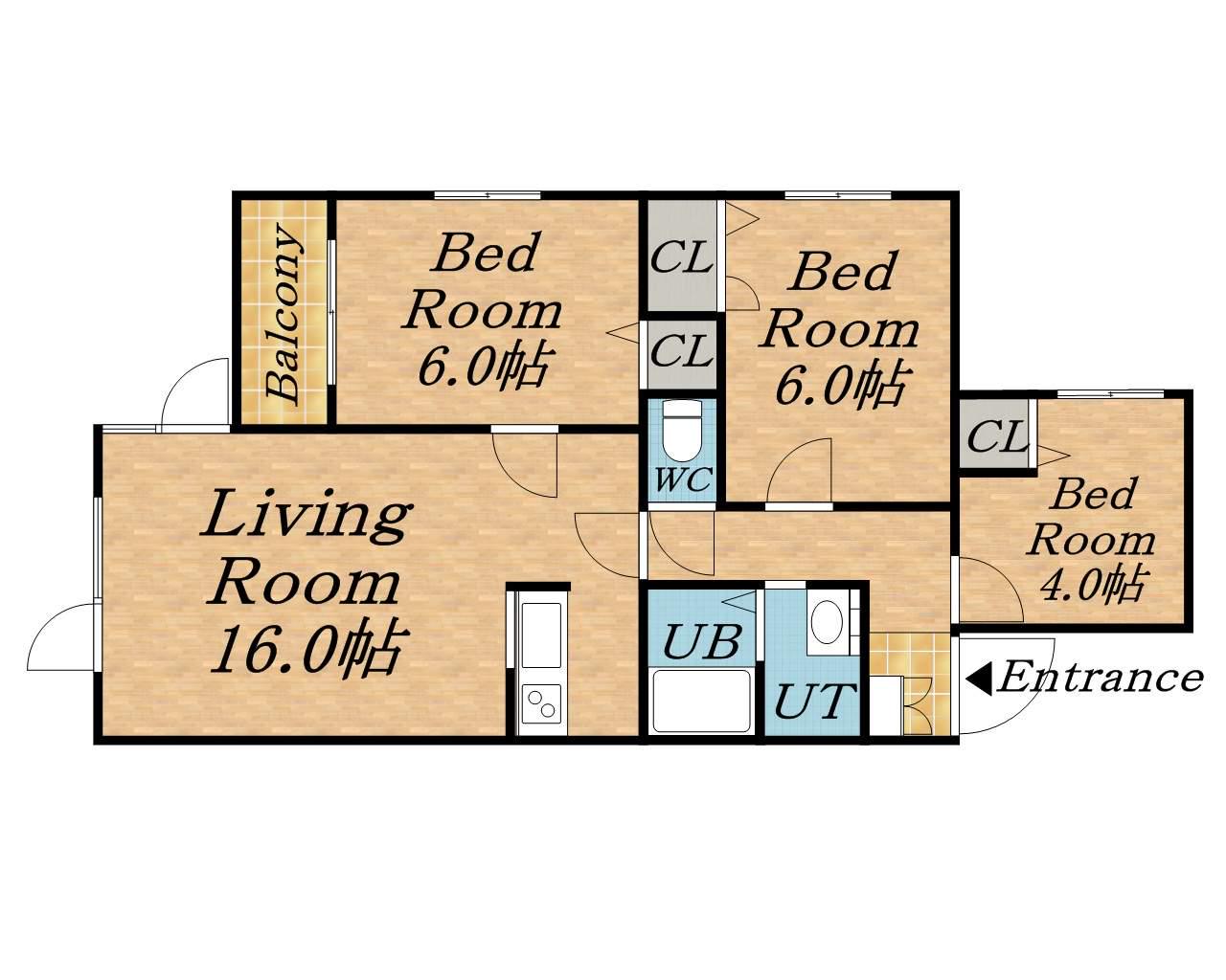 ブラウンウッド1(3LDK/3階)の間取り写真