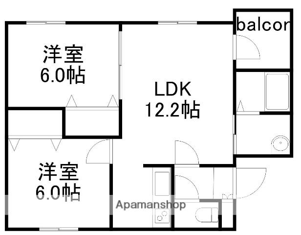 ファミリーコート平和通(2LDK/2階)の間取り写真