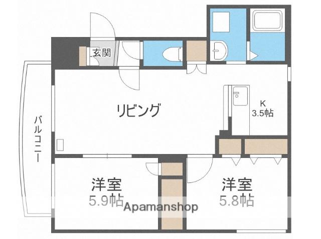 プレミール東札幌(2LDK/4階)の間取り写真
