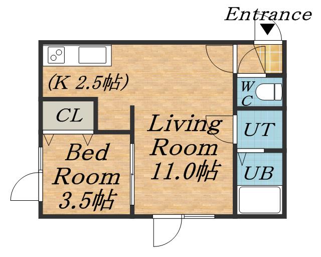 アークコート豊平Ⅲ(1LDK/2階)の間取り写真