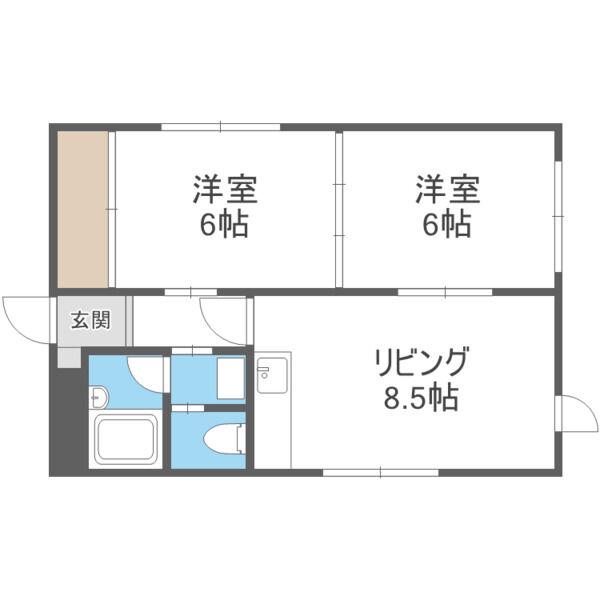 広和ハイツ第7(2DK/3階)の間取り写真