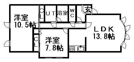 メゾンルナールⅢ(2LDK/1階)の間取り写真