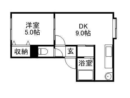 ケーズガーデン平岸(1LDK/2階)の間取り写真