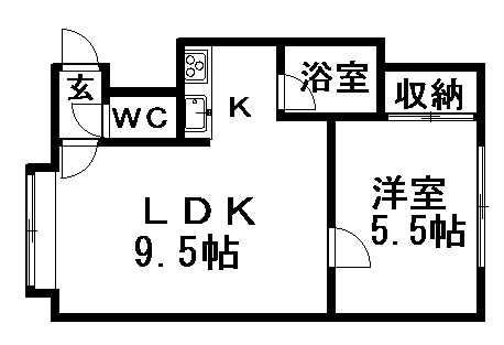 ハイネス菊水(1LDK/3階)の間取り写真