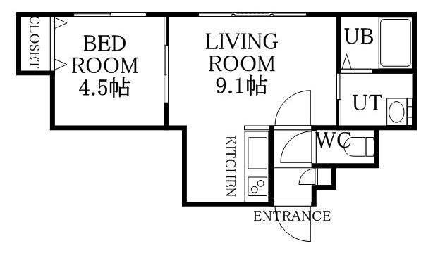 レスティアーナ東札幌(1LDK/2階)の間取り写真