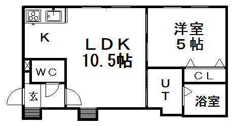 ラ・ヴェスタ白石(1LDK/2階)の間取り写真