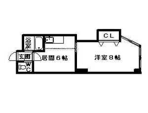 ノースランド南8条(1DK/4階)の間取り写真