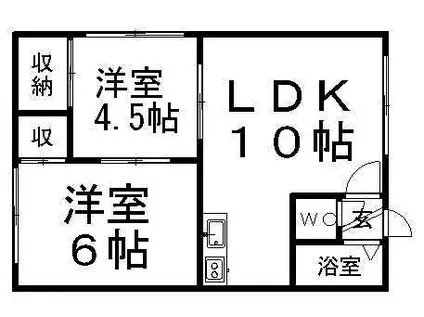 プログレムハイム(2LDK/2階)の間取り写真