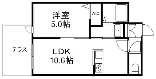 リンクス美園(1LDK/1階)の間取り写真