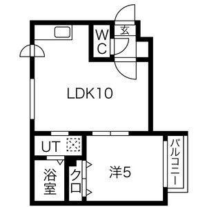 フォンテーヌ東札幌(1LDK/1階)の間取り写真