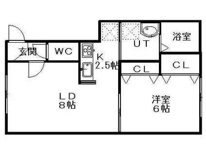 ティエラ東札幌(1LDK/1階)の間取り写真