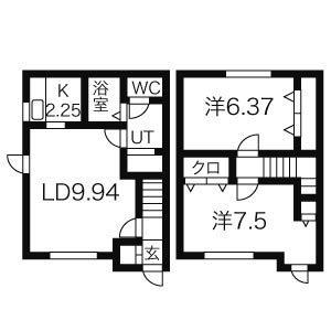 萌えぎ野タウンハウス(2LDK)の間取り写真