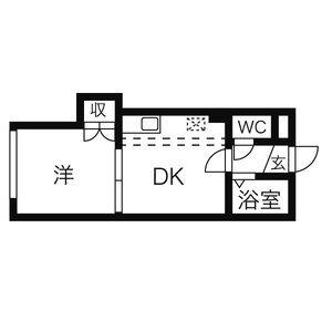 メゾンエクレーレ中の島(1DK/9階)の間取り写真