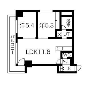 アルファスクエア南4条東(2LDK/6階)の間取り写真