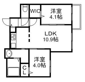 ブランヴェール(2LDK/4階)の間取り写真